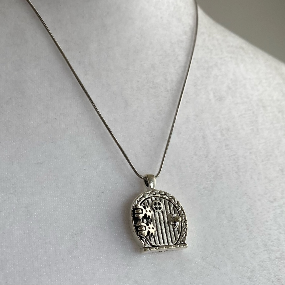 Locket Stainless Steel Fairy Door Necklace Whimsigoth Whimsical Silver Jewelry